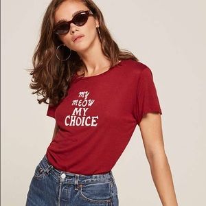 Reformation Meow T-shirt Sz S Tencel+Linen Blend